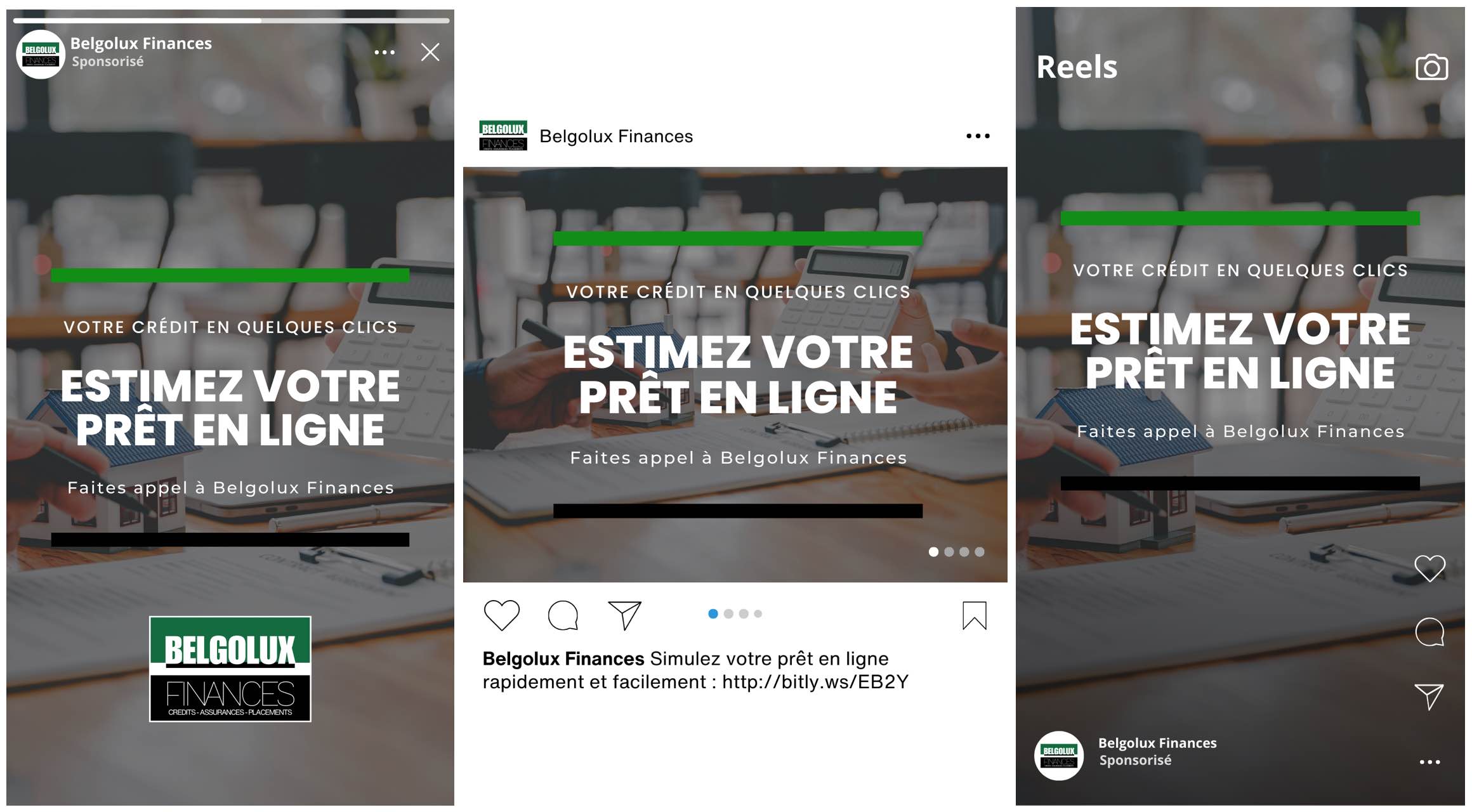 Post Instagram pour la société Belgolux Finances, décliné au format Reel et Story.
